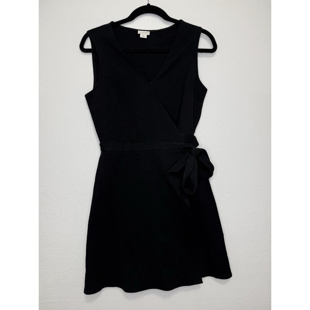 J. by J. Crew Black Sleeveless V-Neck Ponte Wrap Dress XS